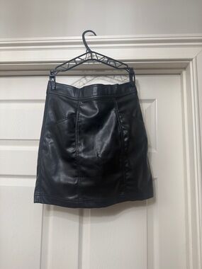 H&M Black Faux Leather Mini Skirt with Panel Stitching